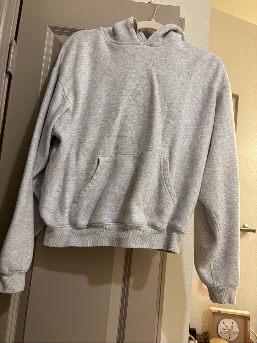 SKIMS Light Gray Women's Hooded Pullover Sweatshirt